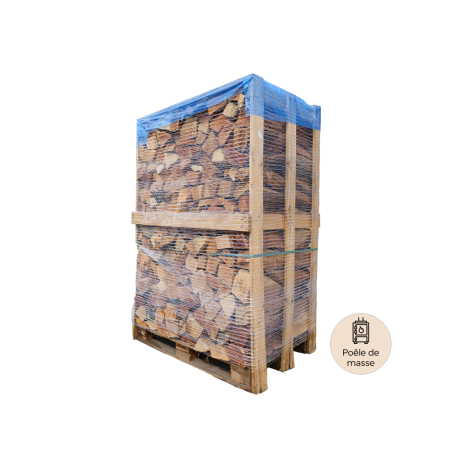 Palette de 2st 33cm de bois spécial poêle de masse - sec séchoirs - prêt à l'emploi - résineux/feuillus